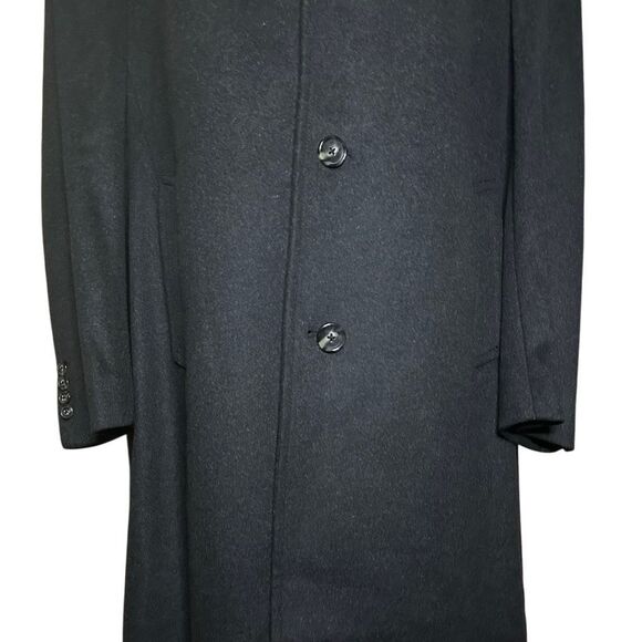 Black Brown 1826 Long Sleeve Gray Overcoat Size 42R Wool Cashmere Blend 3 Button - Picture 3 of 14